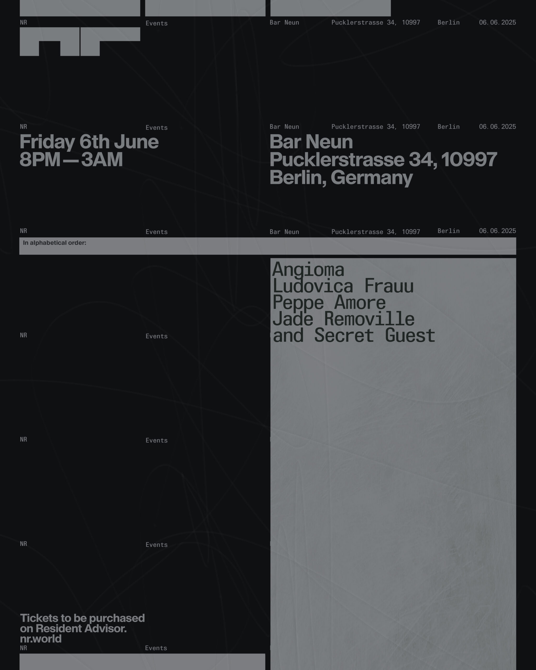 NR presents Ludovica Frauu, Angioma and Z.I.P.P.O