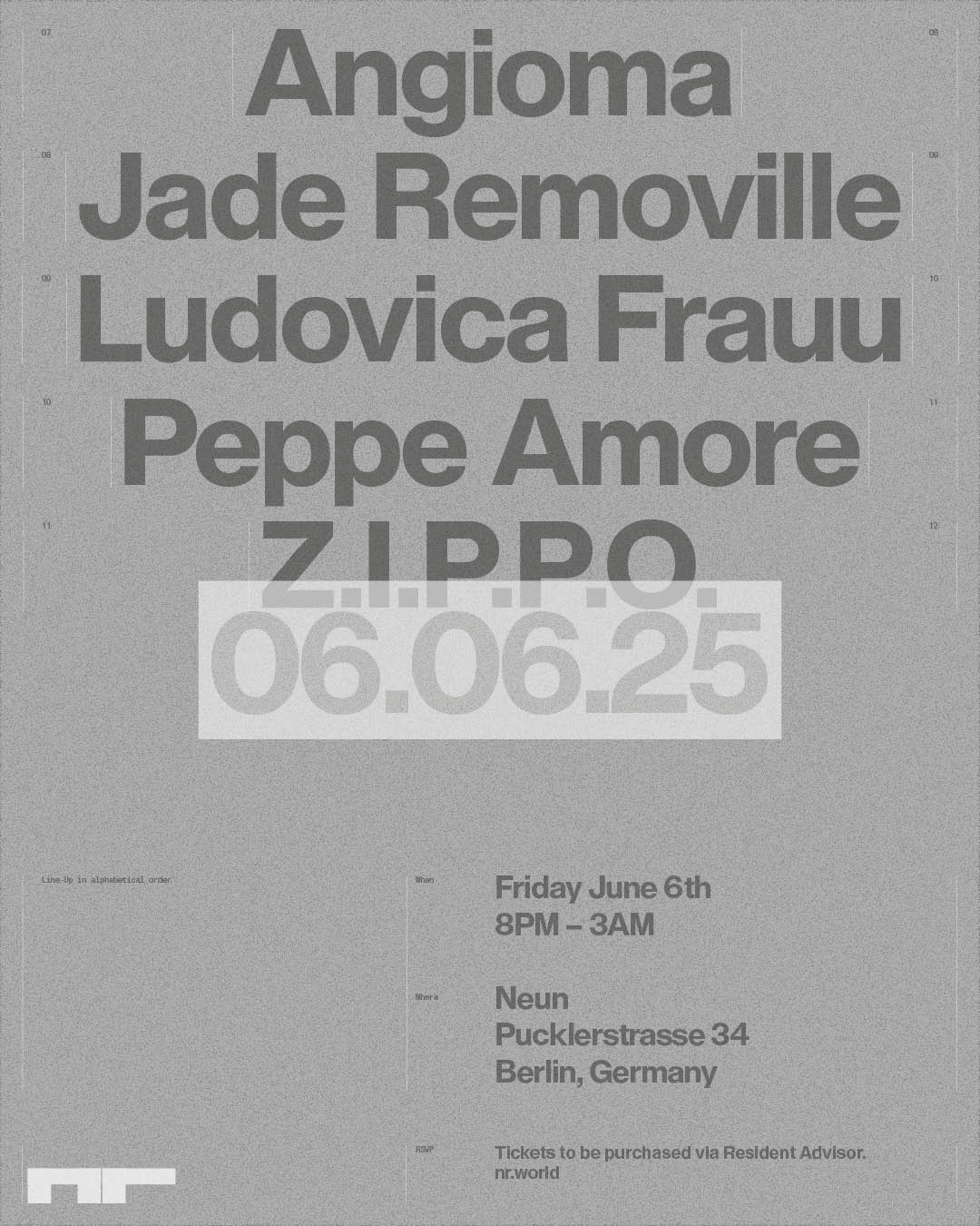 NR presents Ludovica Frauu, Angioma and Z.I.P.P.O