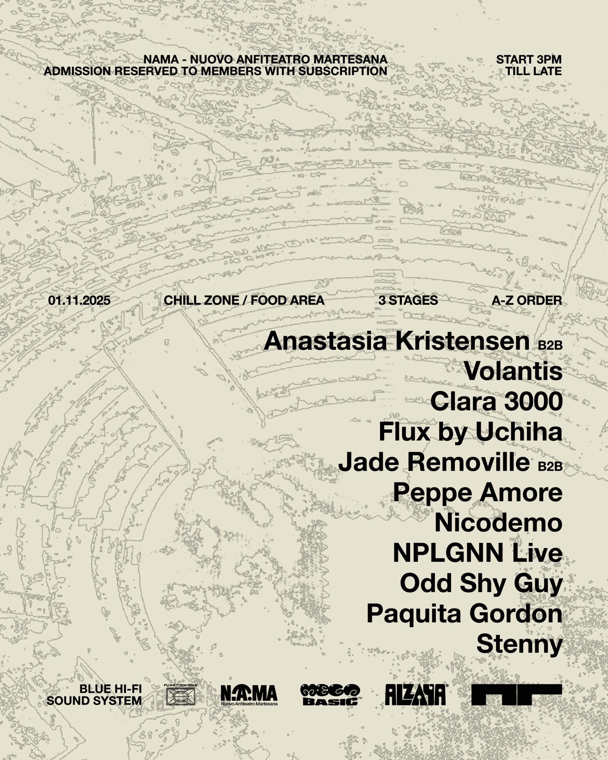 Alzaya Records, Mega Basic and NR invite Anastasia Kristensen, Clara 3000, Paquita Gordon, Stenny and more.